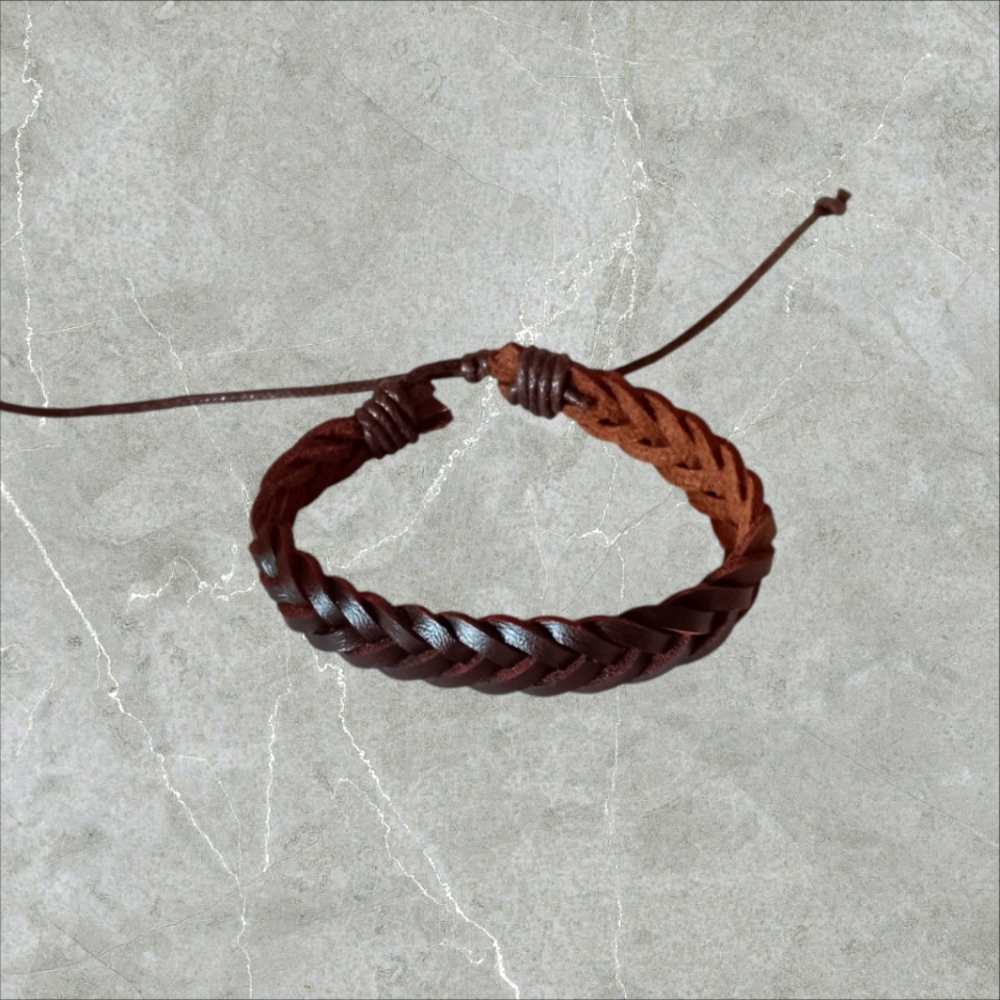Brown Braided Leather Bracelet